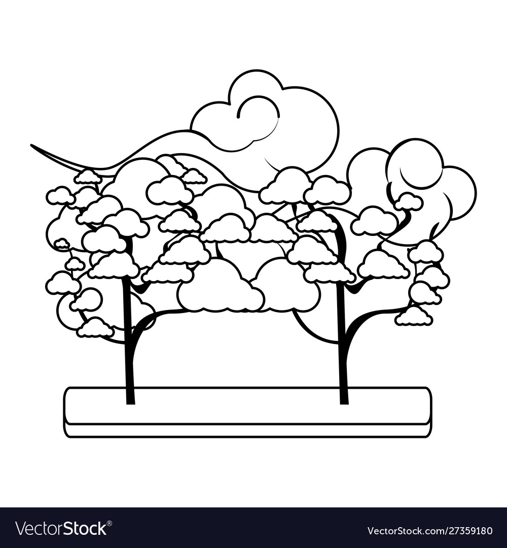 Clouds and trees icon design