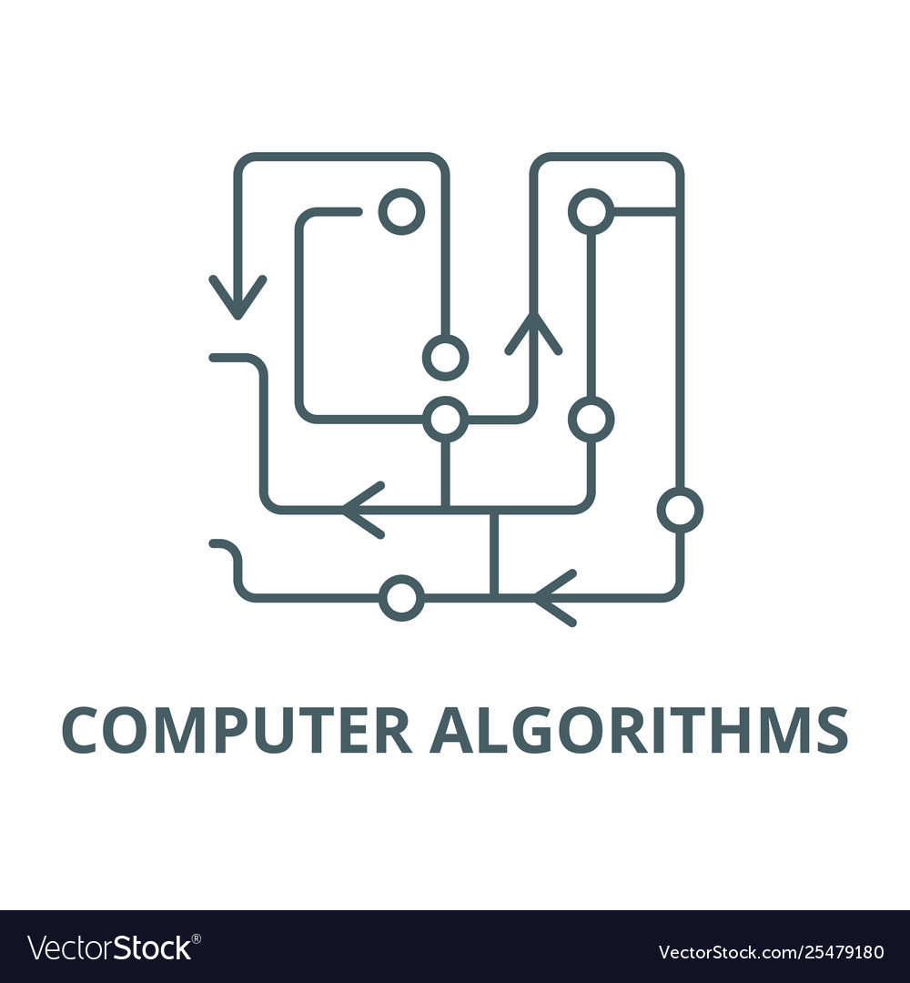 Computer algorithms line icon linear