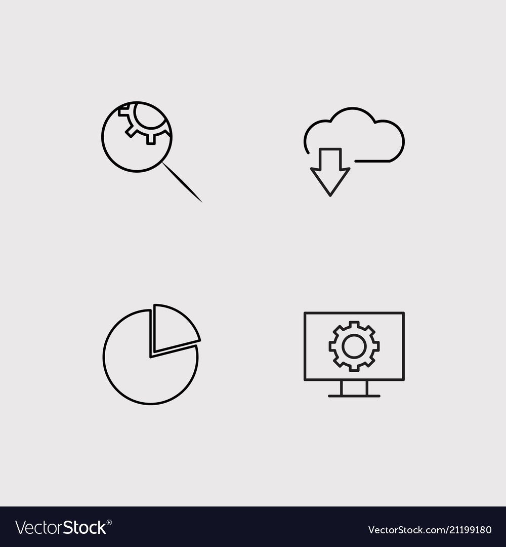 Data analytics simple linear icons set outlined