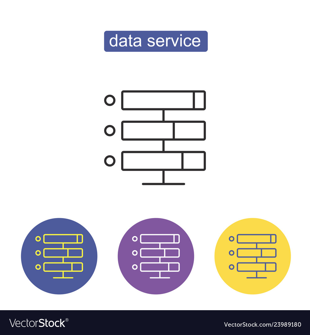 Data storage with files line icon vector image Data storage with files line icon