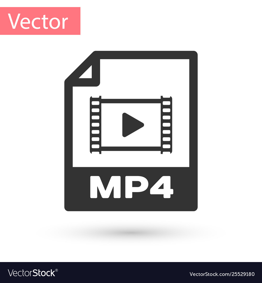 Grey mp4 file document icon download button Vector Image Grey mp4 file document icon download button