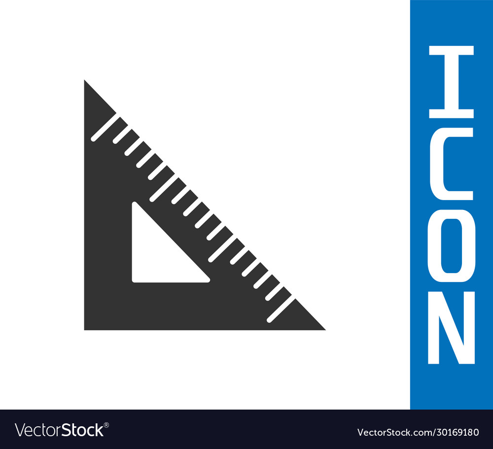 Grey triangular ruler icon isolated on white vector image Grey triangular ruler icon isolated on white