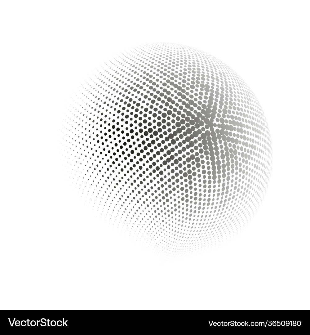 Halftone sphere dotted circle Royalty Free Vector Image