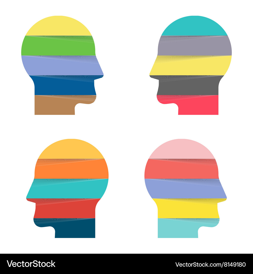 Human face infographic set if 8 steps of thinking Vector Image