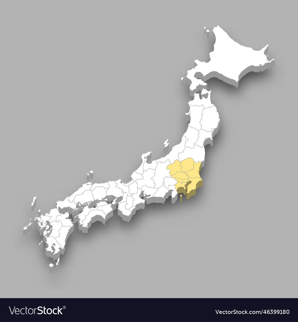 Kanto Region Japan Map - 3D Isometric