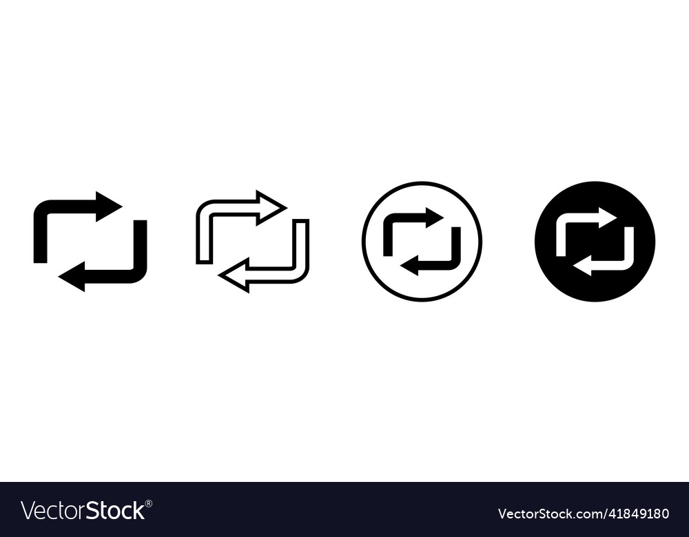 Loop und wiederholen Symbol setzen Rotationspfeile vector image Loop und wiederholen Symbol setzen Rotationspfeile