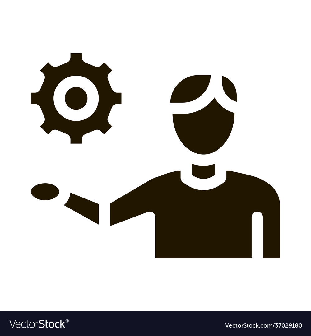 Man hold gear icon glyph