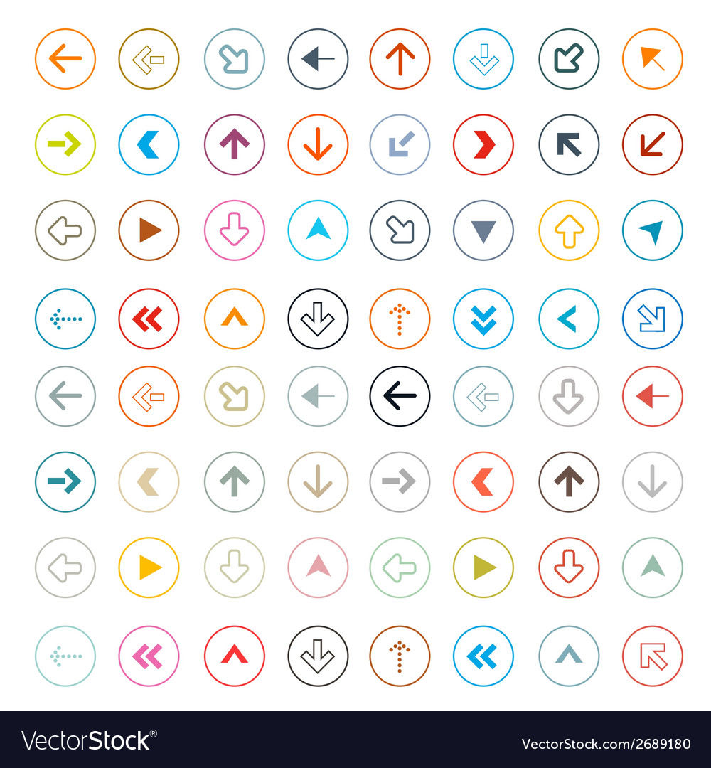 Outline arrows set in circles