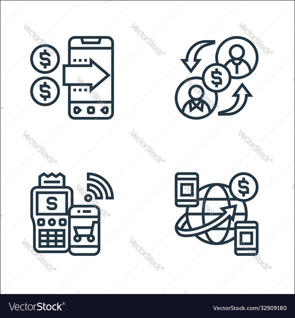Payment element line icons linear set quality