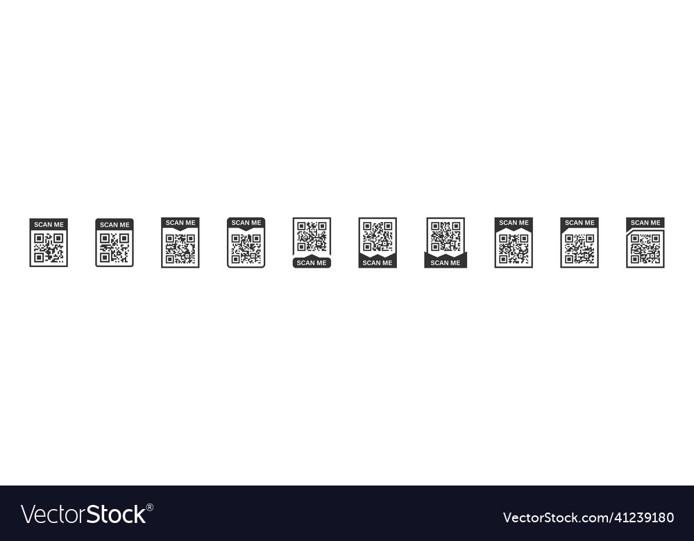 Scan qr code icon set template of frames barcode vector image Scan qr code icon set template of frames barcode