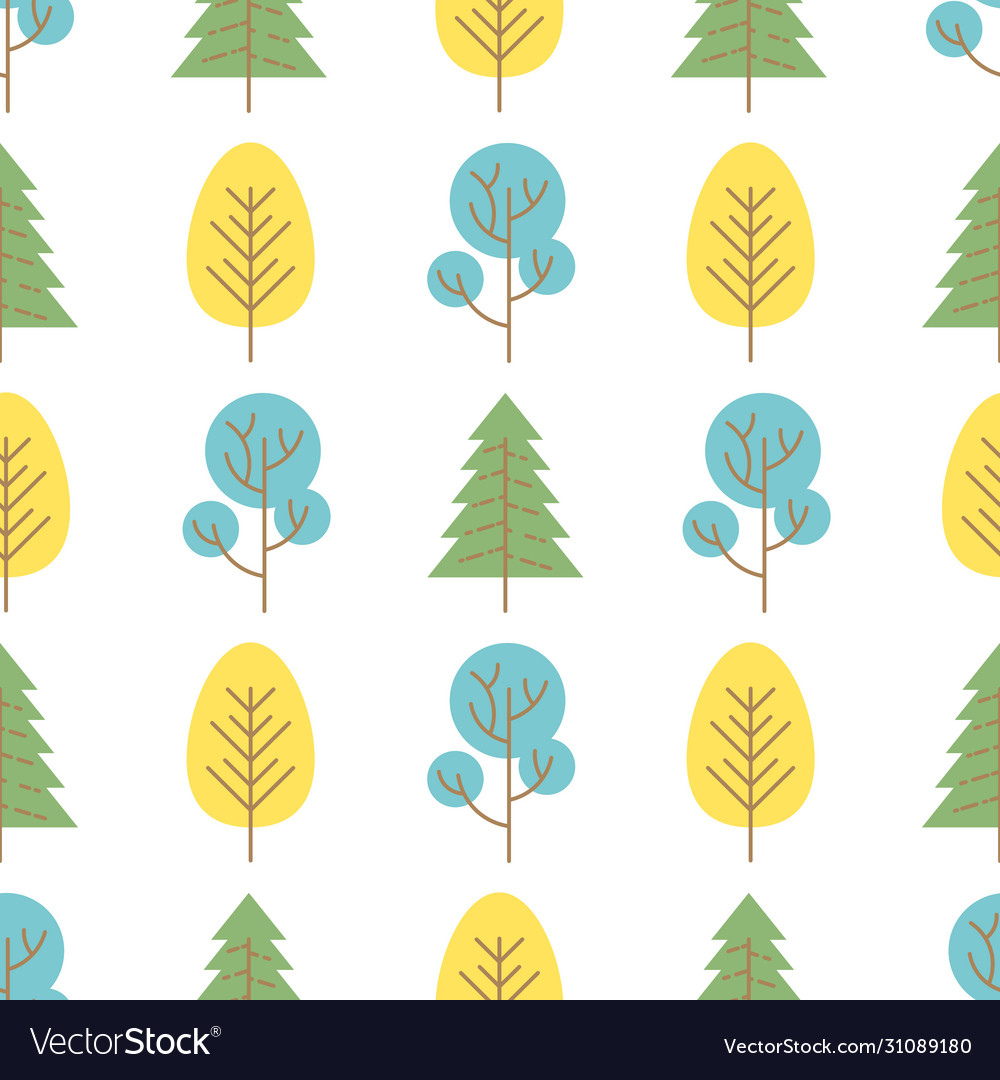 Seamless pattern with colored trees