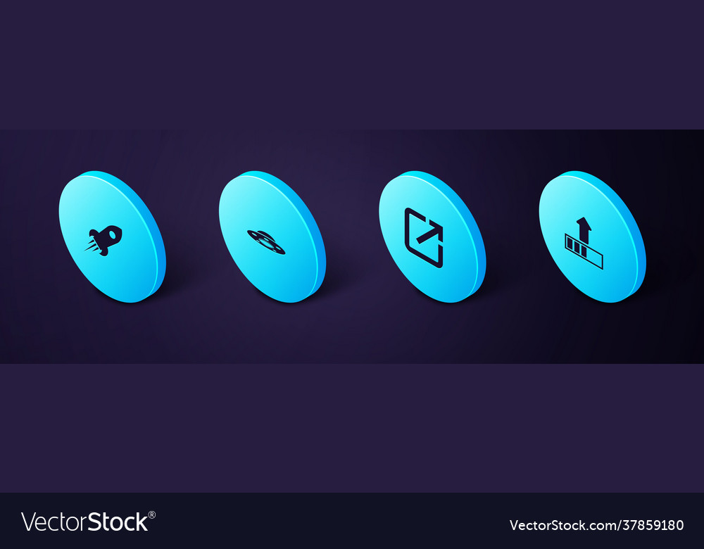 Set isometric loading open new window ufo flying vector image Set isometric loading open new window ufo flying