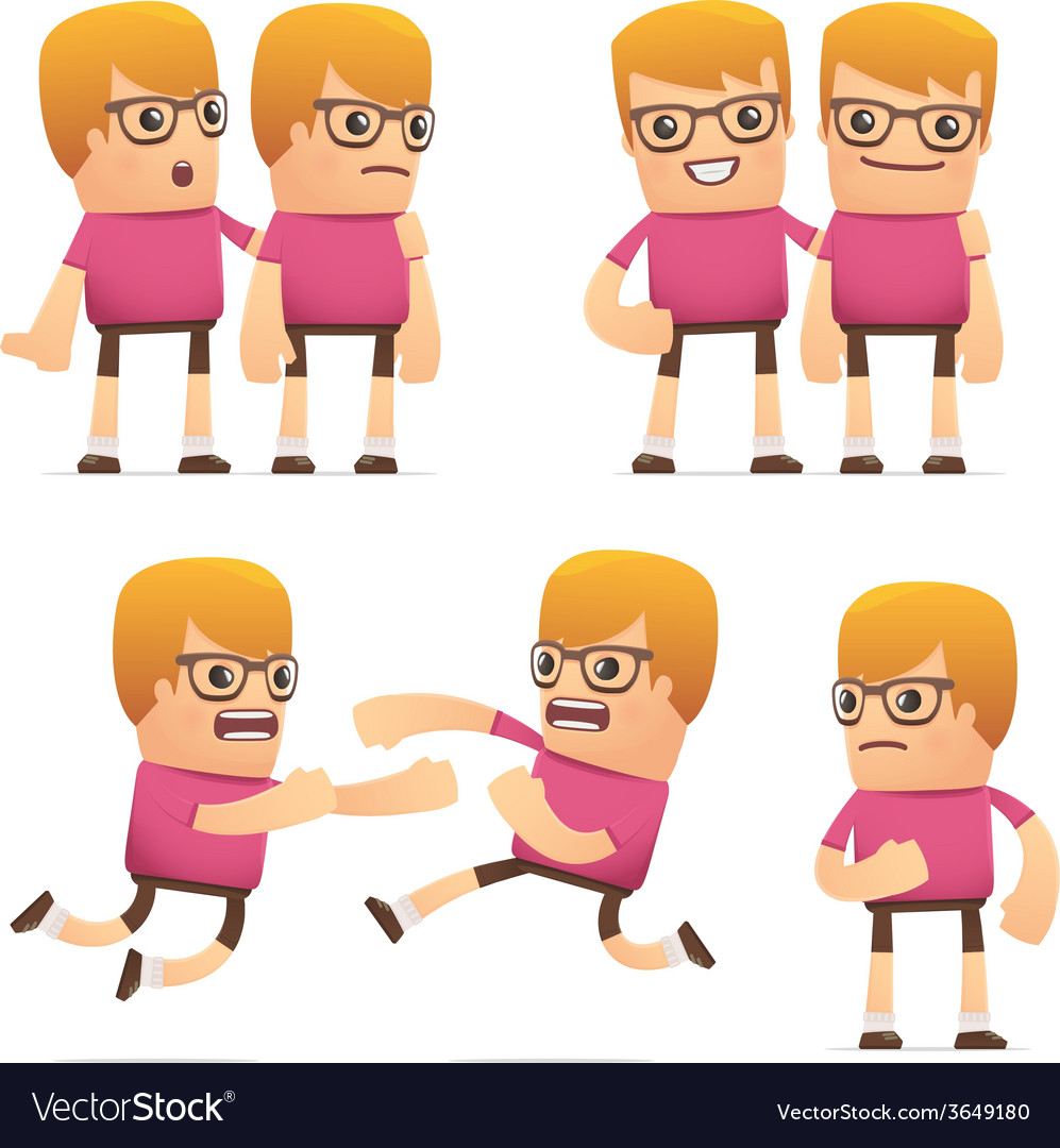 Set of dude character in different poses