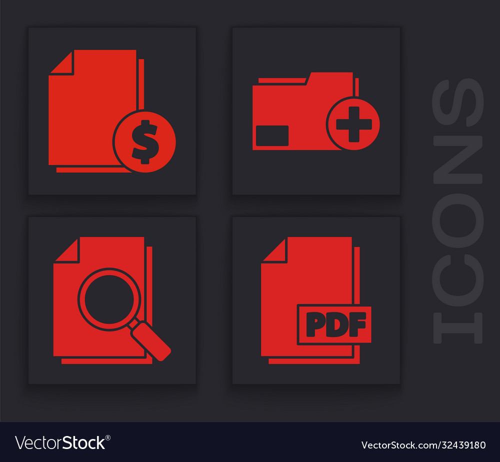 Set pdf file document finance add new vector image Set pdf file document finance add new