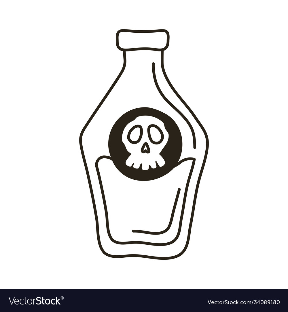 Witch spell in flask line style icon