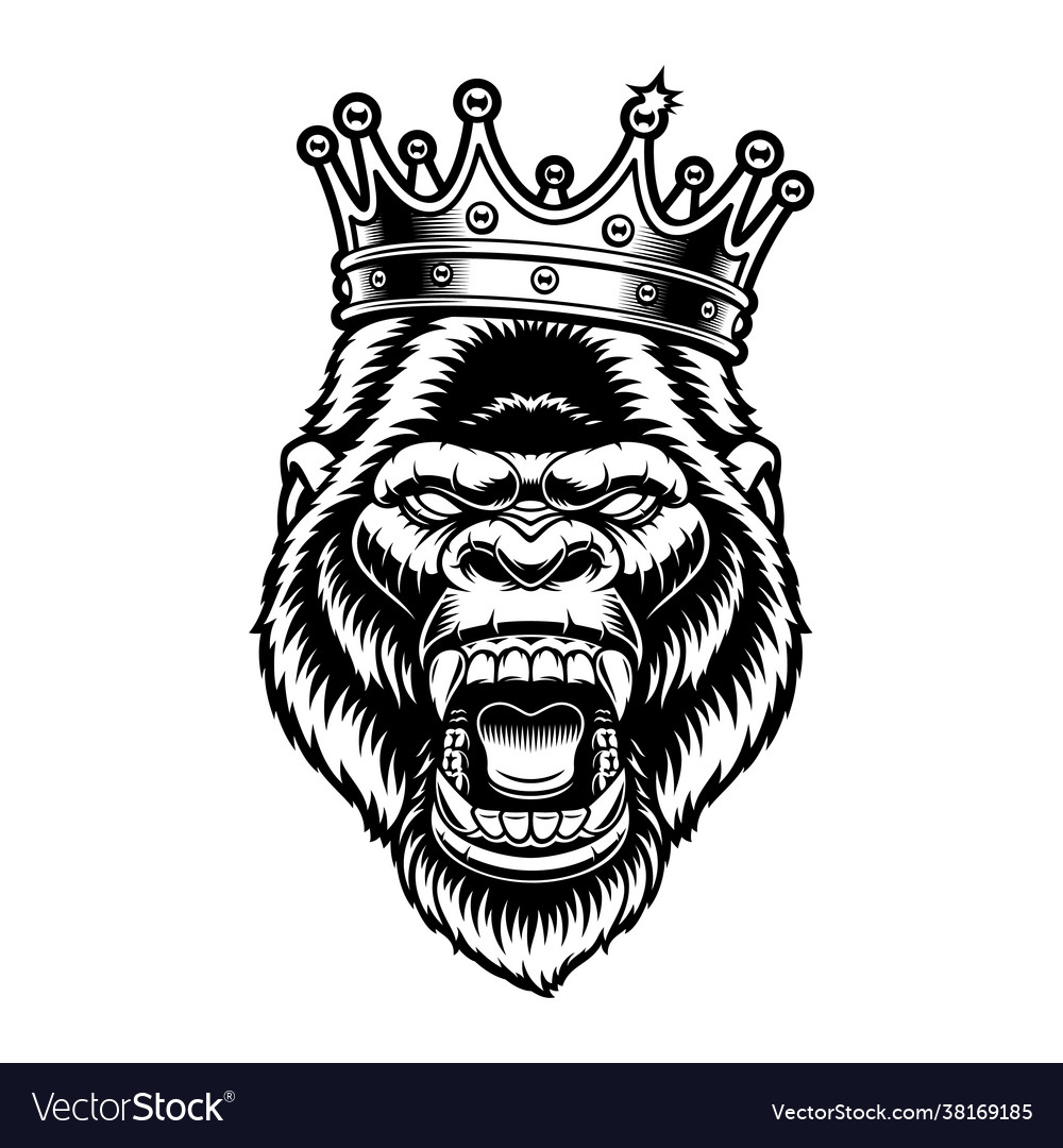 A gorilla in crown Royalty Free Vector Image - VectorStock