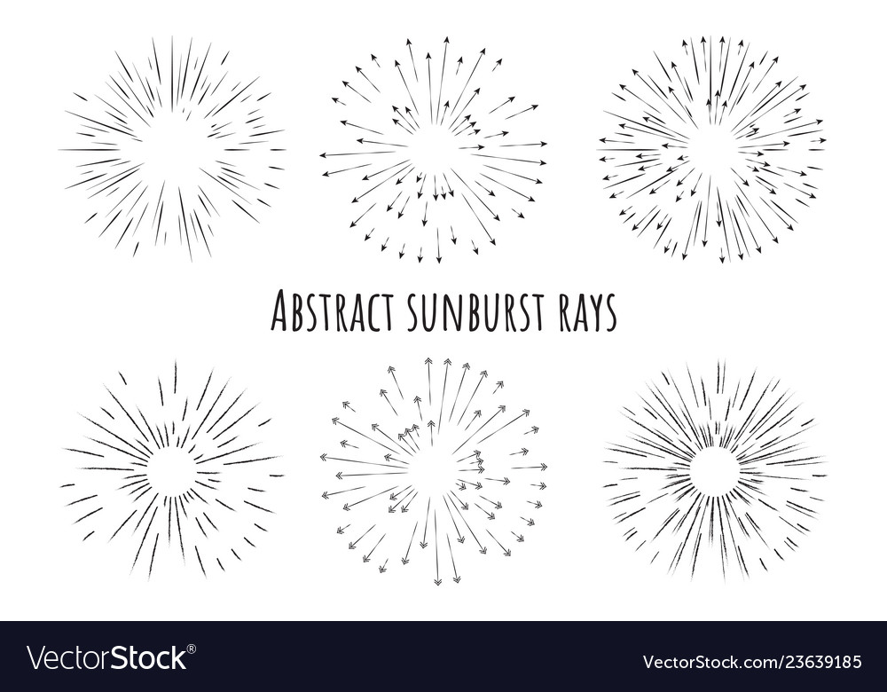 Abstract sunburst rays with arrows different type vector image Abstract sunburst rays with arrows different type