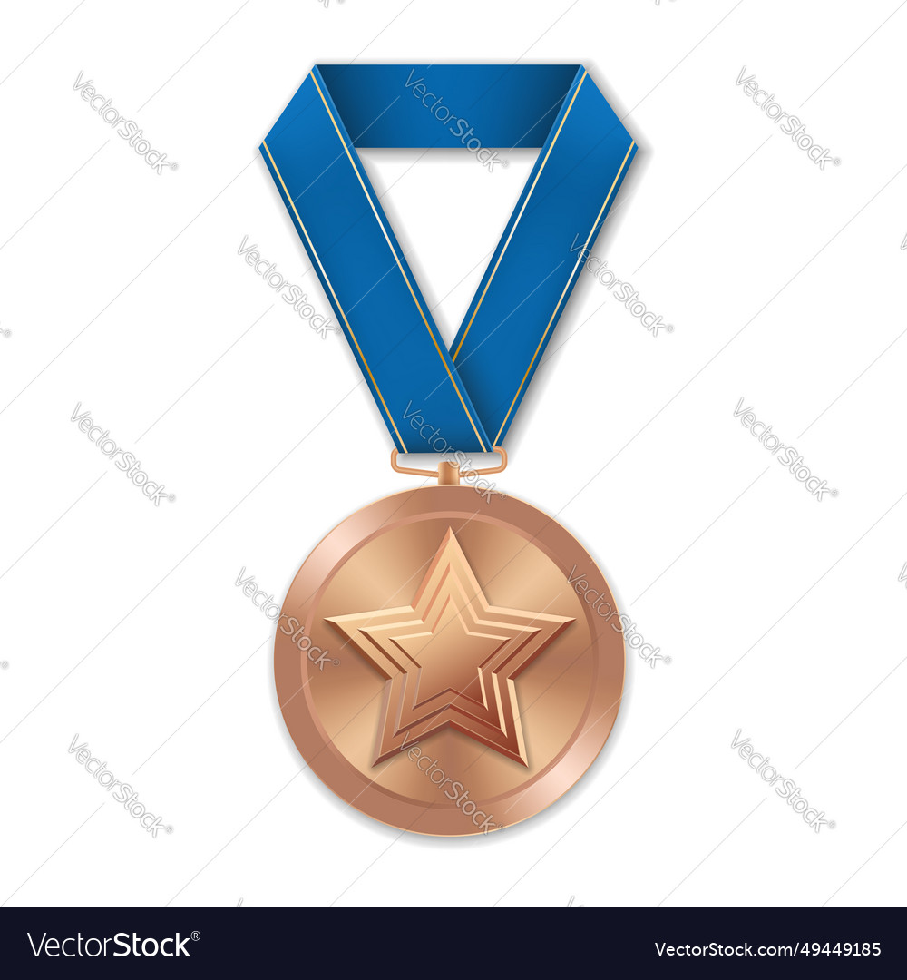 Bronze award medal with star from geometric shapes