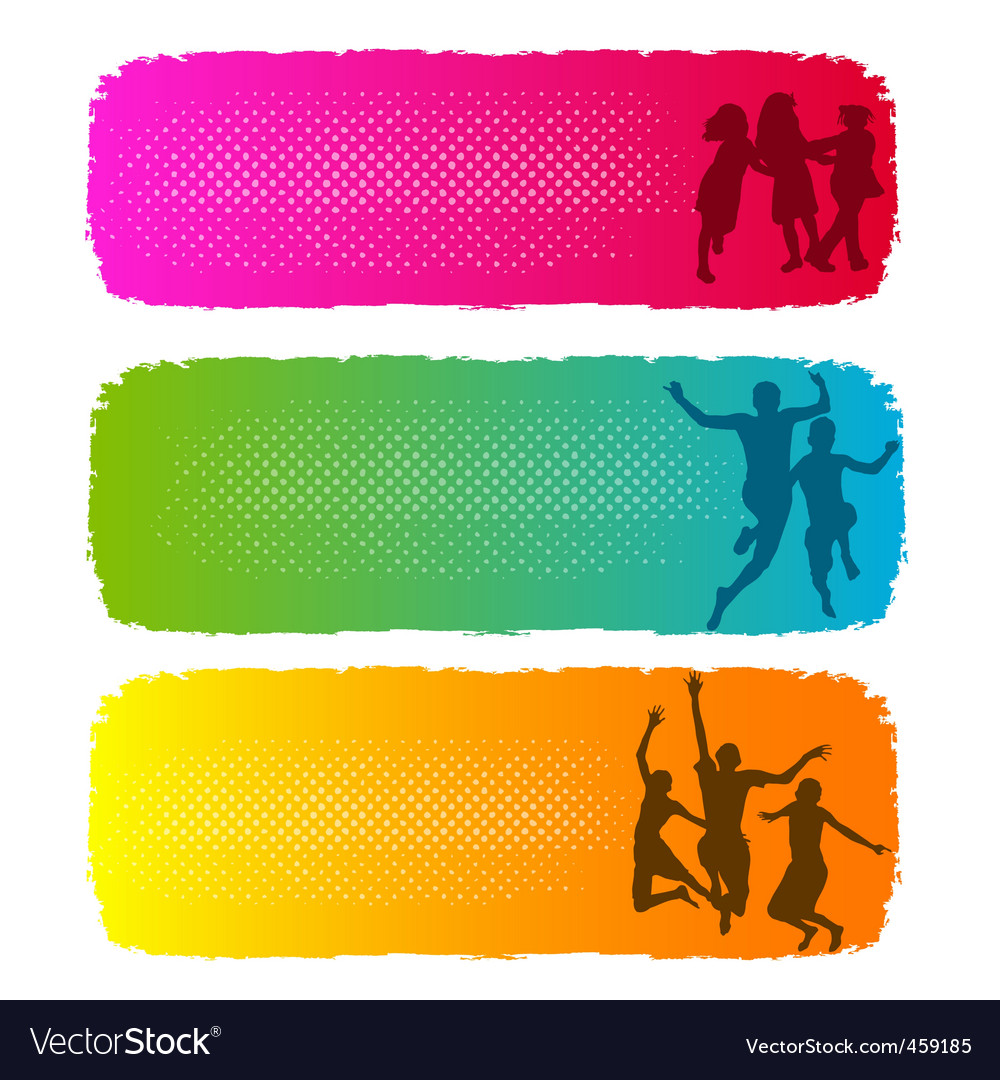Children playing banners Royalty Free Vector Image