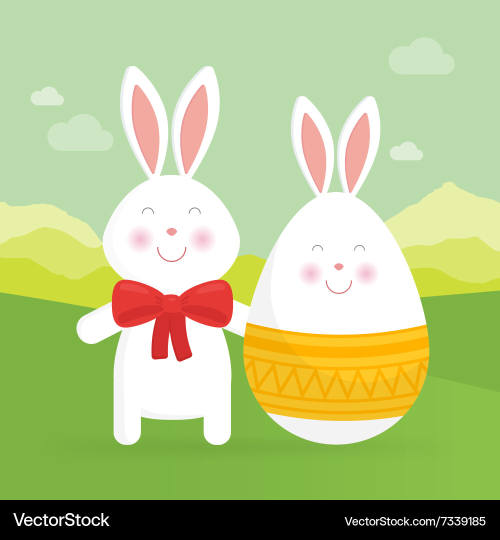 Cute Easter bunny and egg Royalty Free Vector Image
