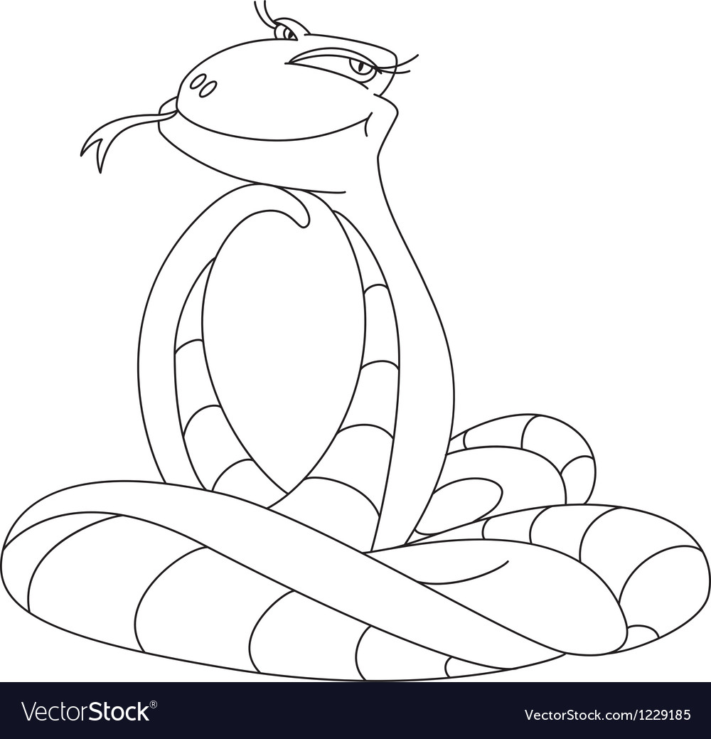 Cute snake outlined Royalty Free Vector Image - VectorStock