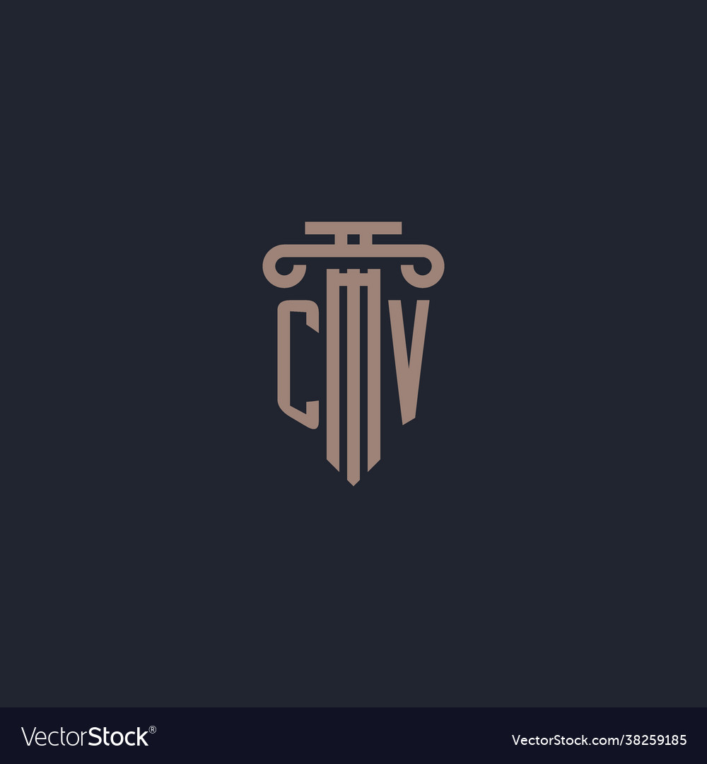 Cv initial logo monogram with pillar style design