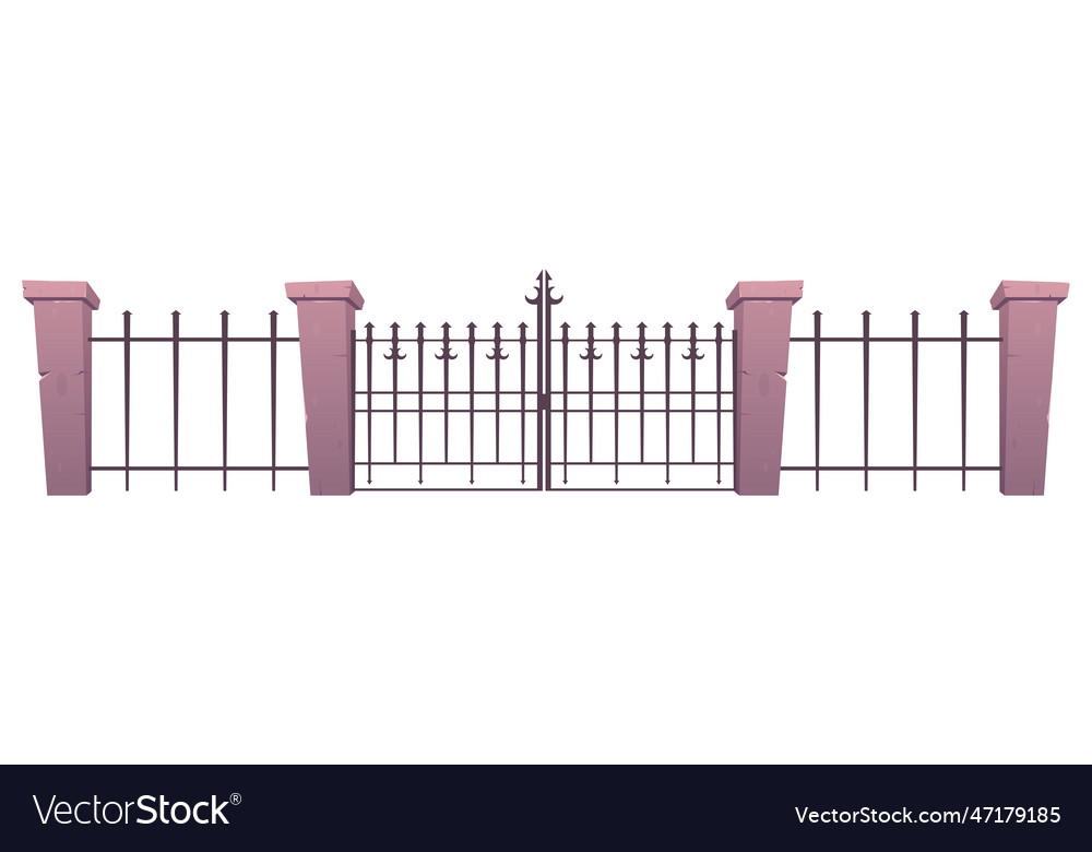 Entry gates and fence made from steel Vector Image Entry gates and fence made from steel