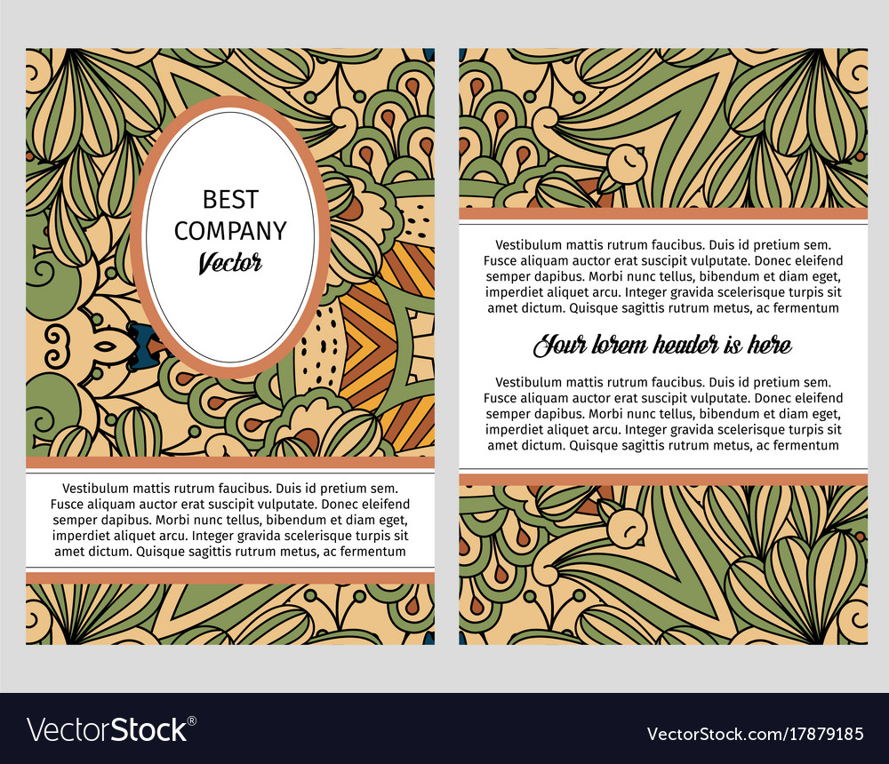 Green and beige floral pattern brochure