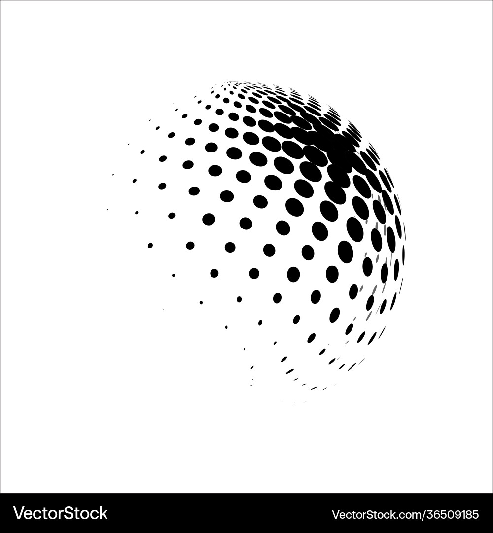 Halftone sphere dotted circle Royalty Free Vector Image