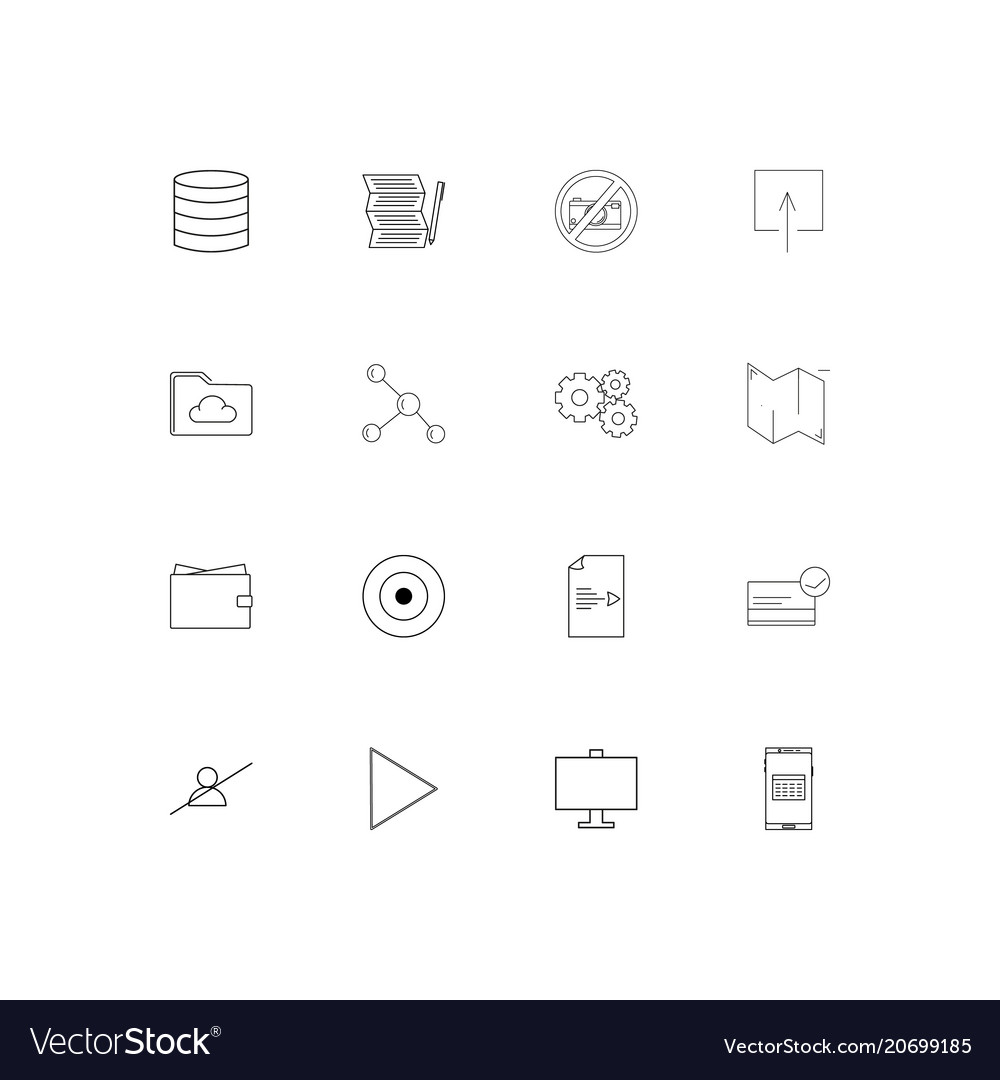 Interface simple linear icons set outlined