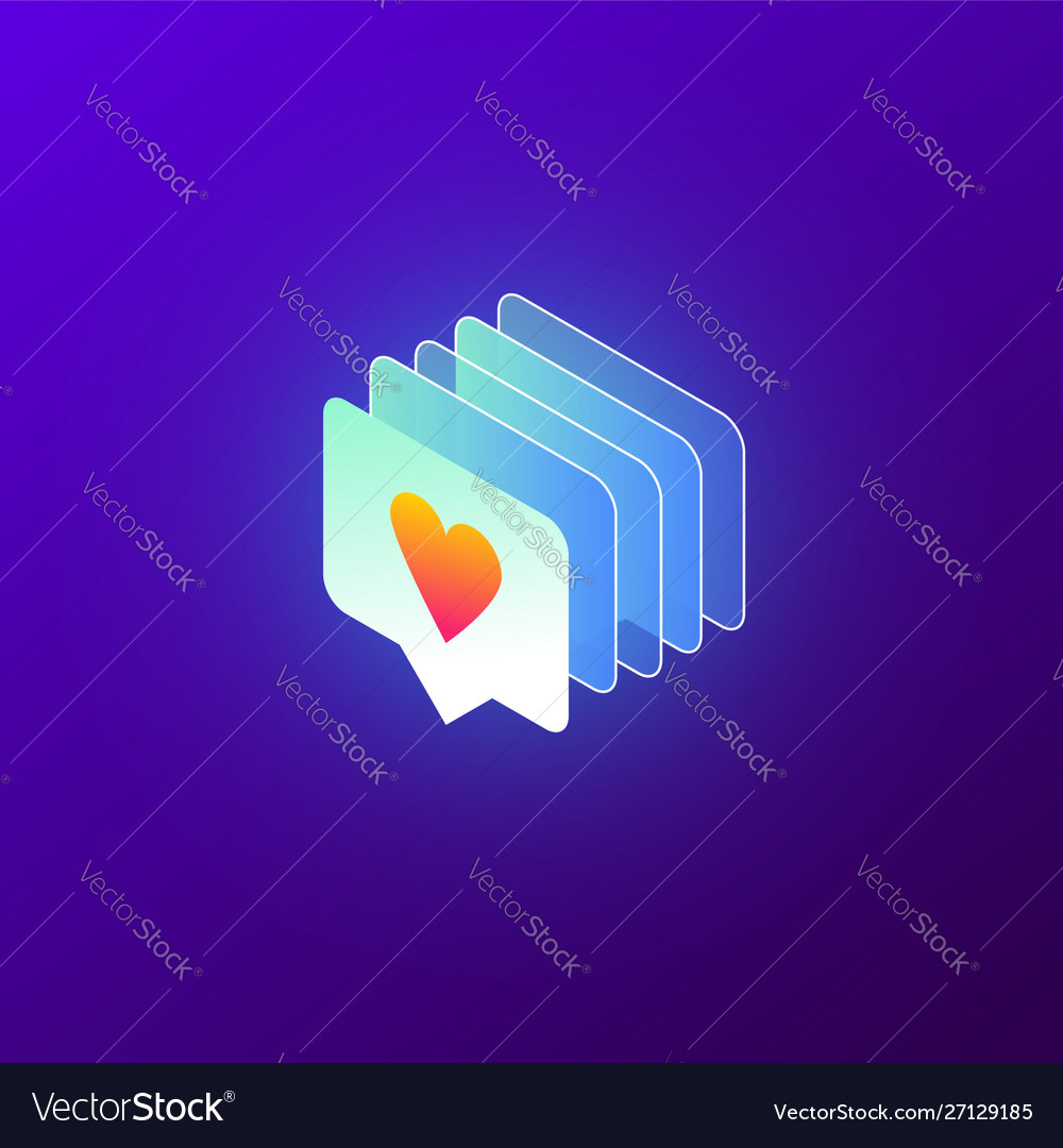 Isometric like icon with heart app interface
