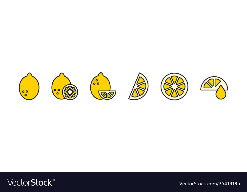 Lemon icon linear color contour shape vector image Lemon icon linear color contour shape