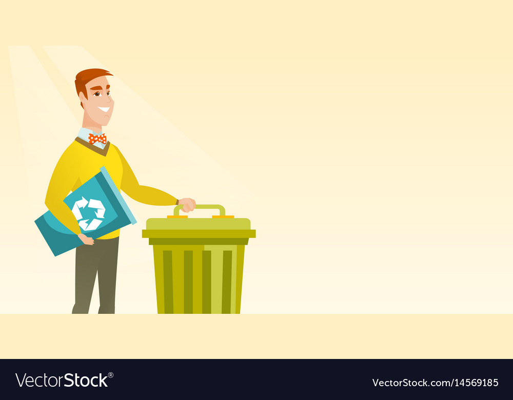 Man With Recycle Bin And Trash Can Royalty Free Vector Image