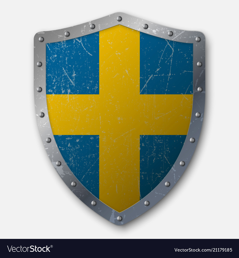 Old Swedish Shield with Flag