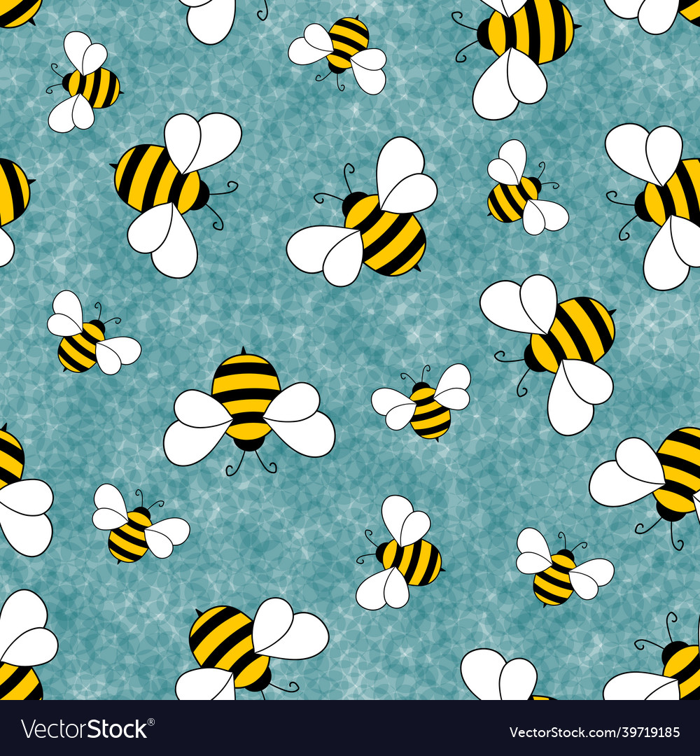 Seamless pattern with bees on color polka dots Vector Image Seamless pattern with bees on color polka dots