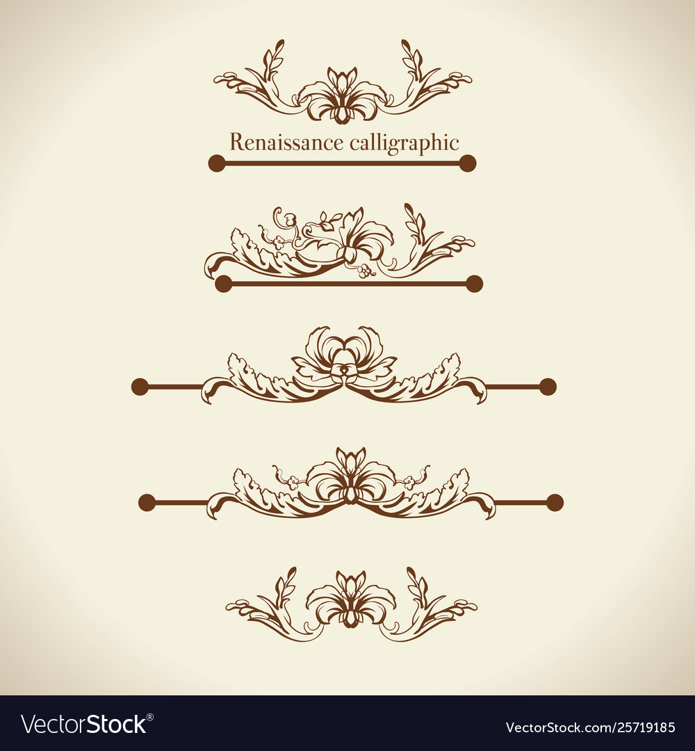 Set calligraphic design elements page vector image Set calligraphic design elements page