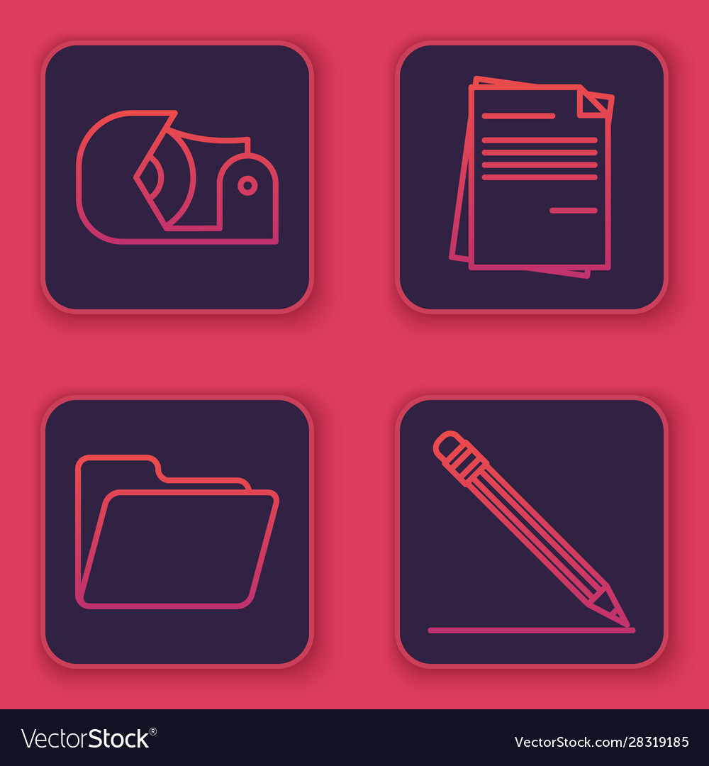 Set line scotch document folder file vector image Set line scotch document folder file