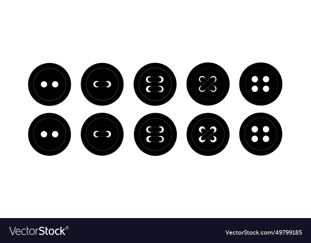 Set of black buttons with two and four