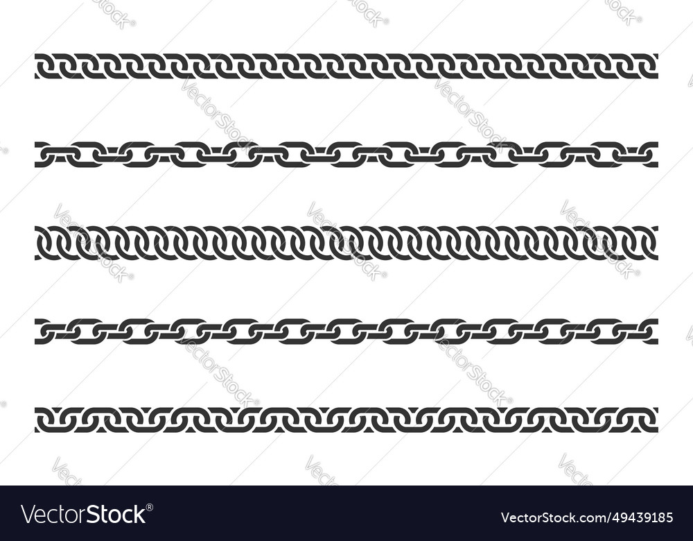 Set seamless chain link different chains vector image Set seamless chain link different chains