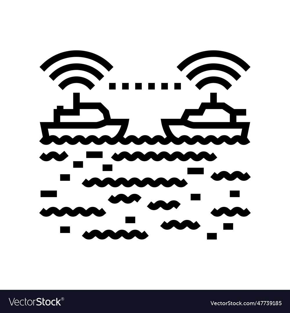 Ship collision avoidance systems line icon vector image Ship collision avoidance systems line icon