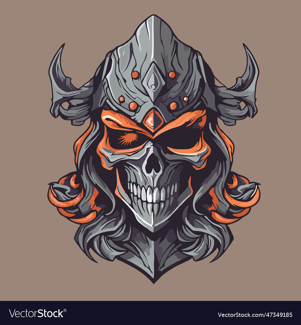 Skull of viking with horns Royalty Free Vector Image