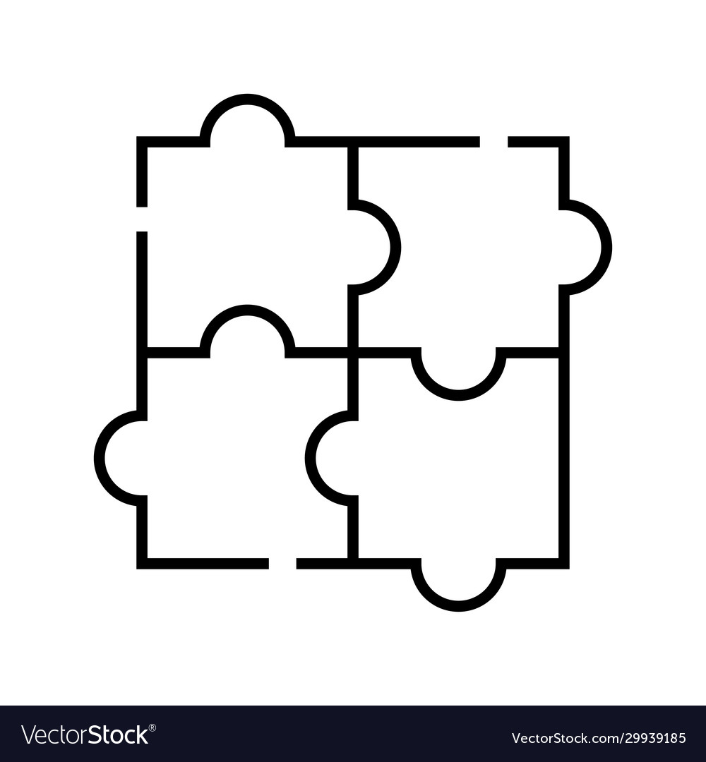 Teamwork puzzle line icon concept sign outline