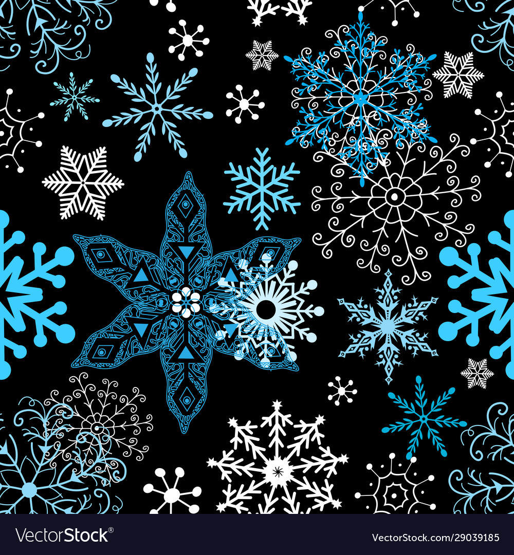 Winter Snowflake Pattern - Dark Background