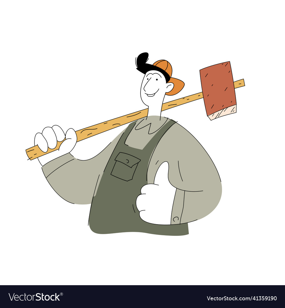 A construction worker character dismantling