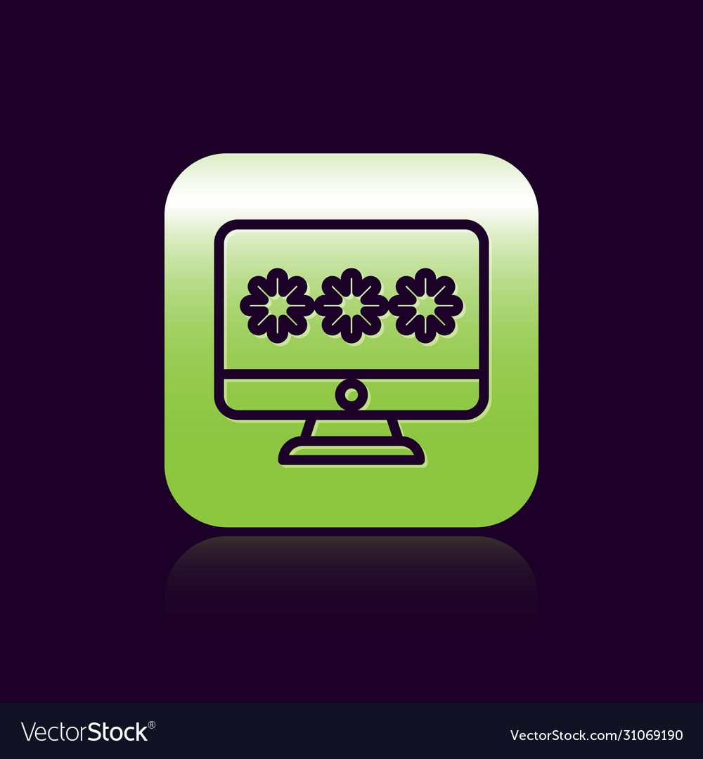 Black line monitor with password notification icon Vector Image Black line monitor with password notification icon