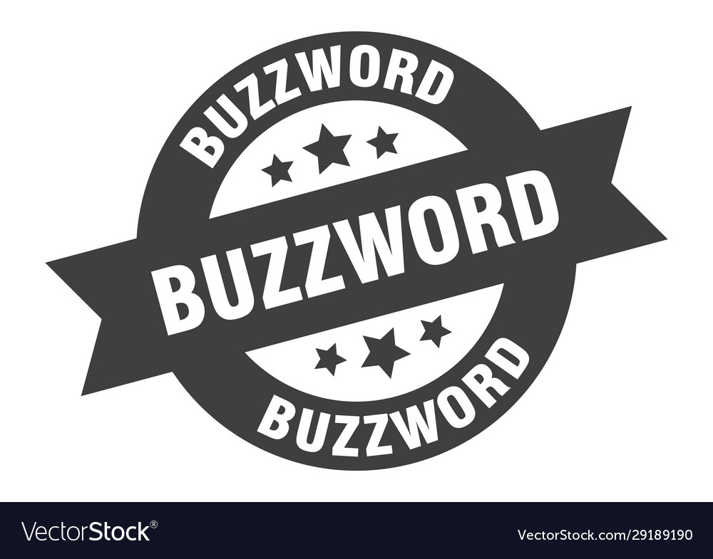 Buzzword sign round ribbon sticker