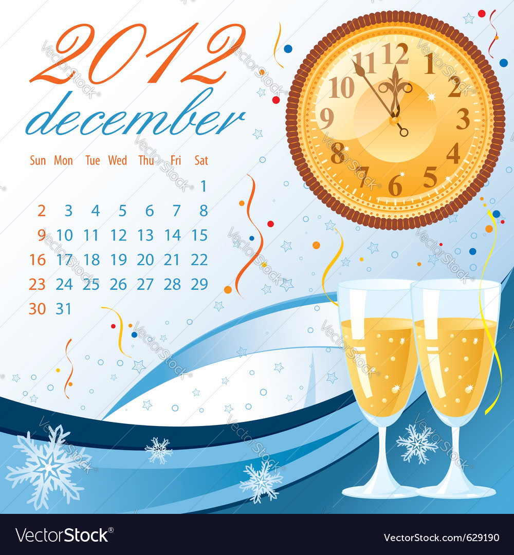 Calendar for 2012 december