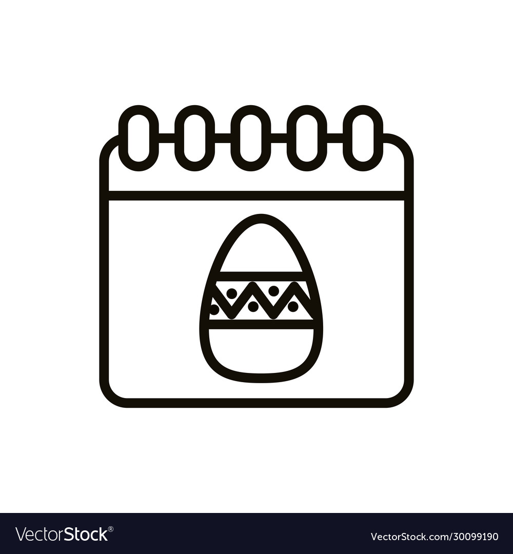 Calendar with easter egg painted line style Vector Image