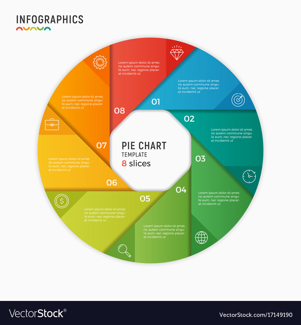 Circle chart infographic template 8 Royalty Free Vector