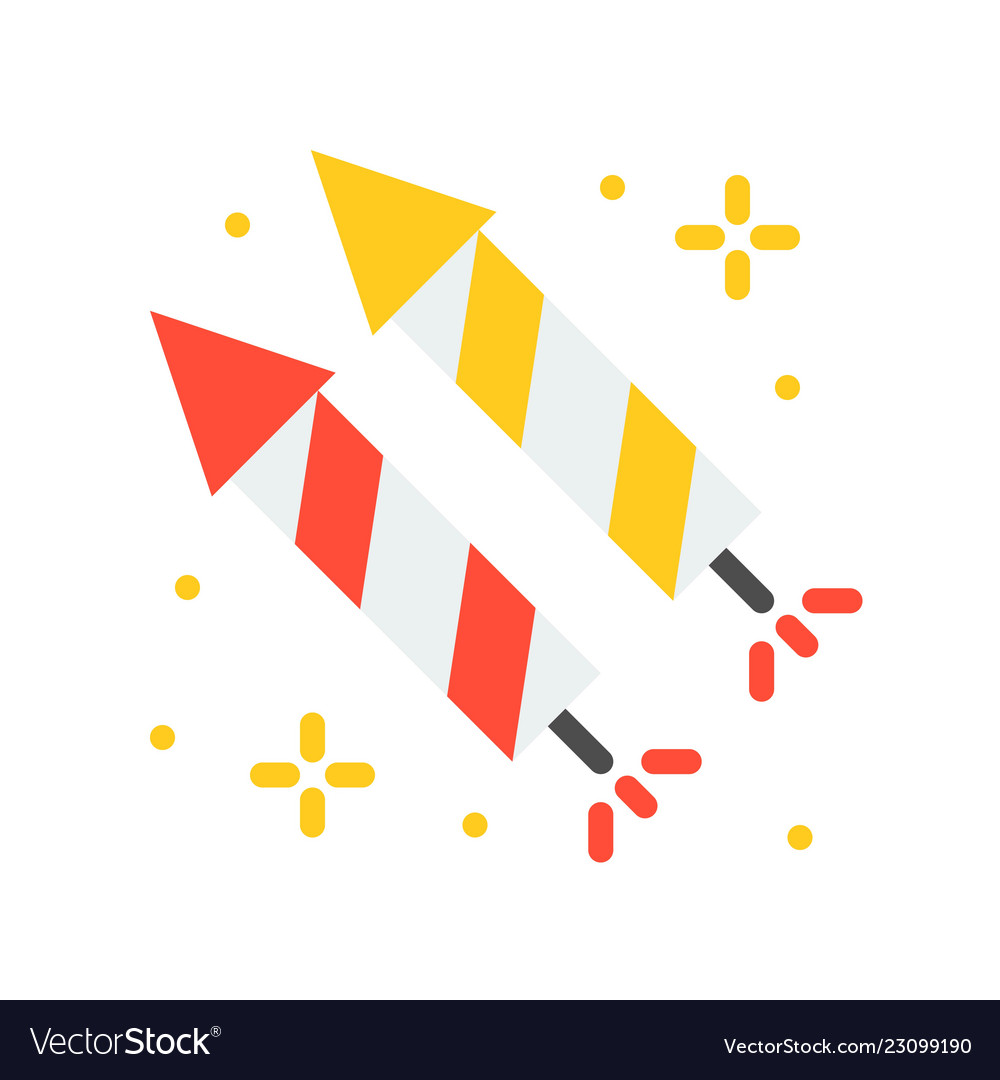 Firecracker icon amusement park related flat style